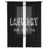 Laundry Room Text Window Treatment Tulle Modern Sheer Curtains for Kitchen Living Room the Bedroom Curtains Decoration