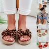Elegant Women Slip On Sandals Bow Flat Mule Espadrille Shoes Summer Sliders