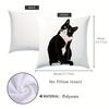 Realistic Black Cat Painting Pillowcase For Car Interior Cushion Cover,Home Decor Pillow Without Insert, Single-Sided Print.