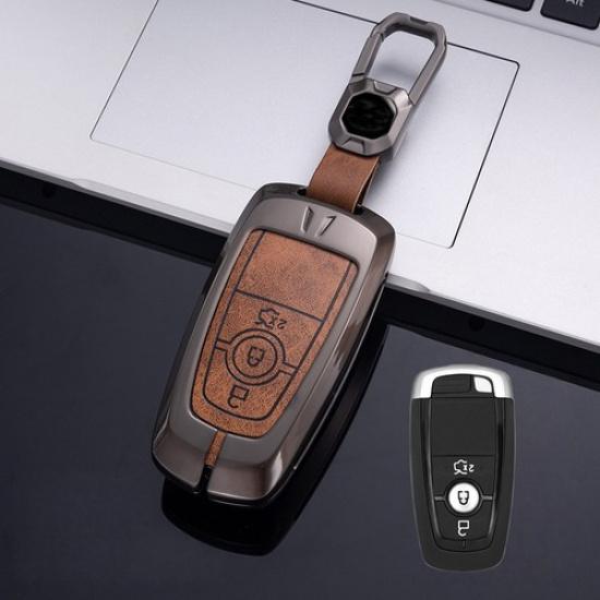 Zinc Alloy Leather Car Key Case Cover For Lincoln MKC Continental MKZ Navigator