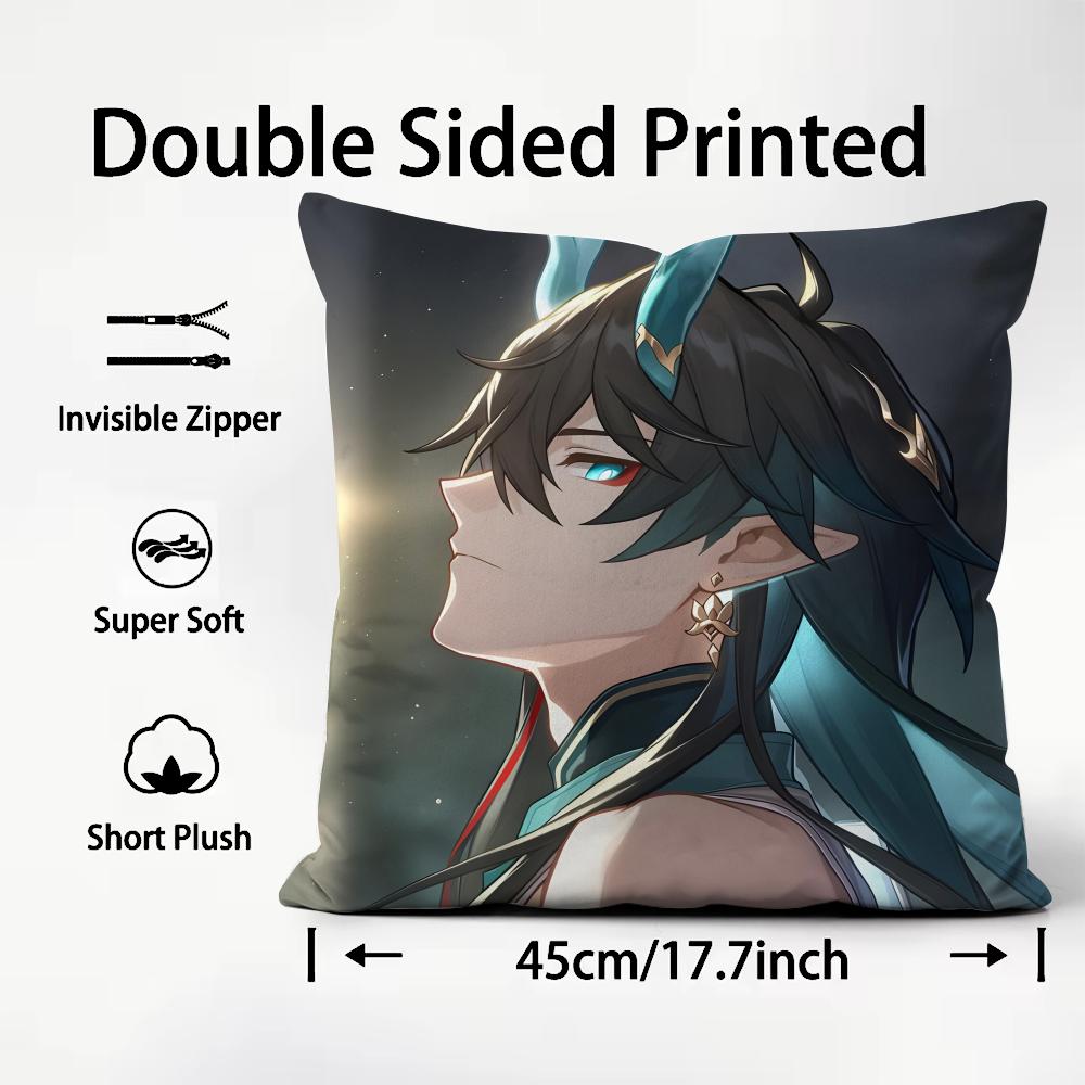 

HHonkai StarR Rail Dan Heng Cushion Cover Plush Fabric Soft DoubleSided Printed Sofa Warm Winter Home Child Gift Pillow Case 30x30cm