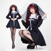 Gothic Bride Halloween Costume Dark Witch Nun Vampire Outfit With Cross For Halloween Party Ghost Performance