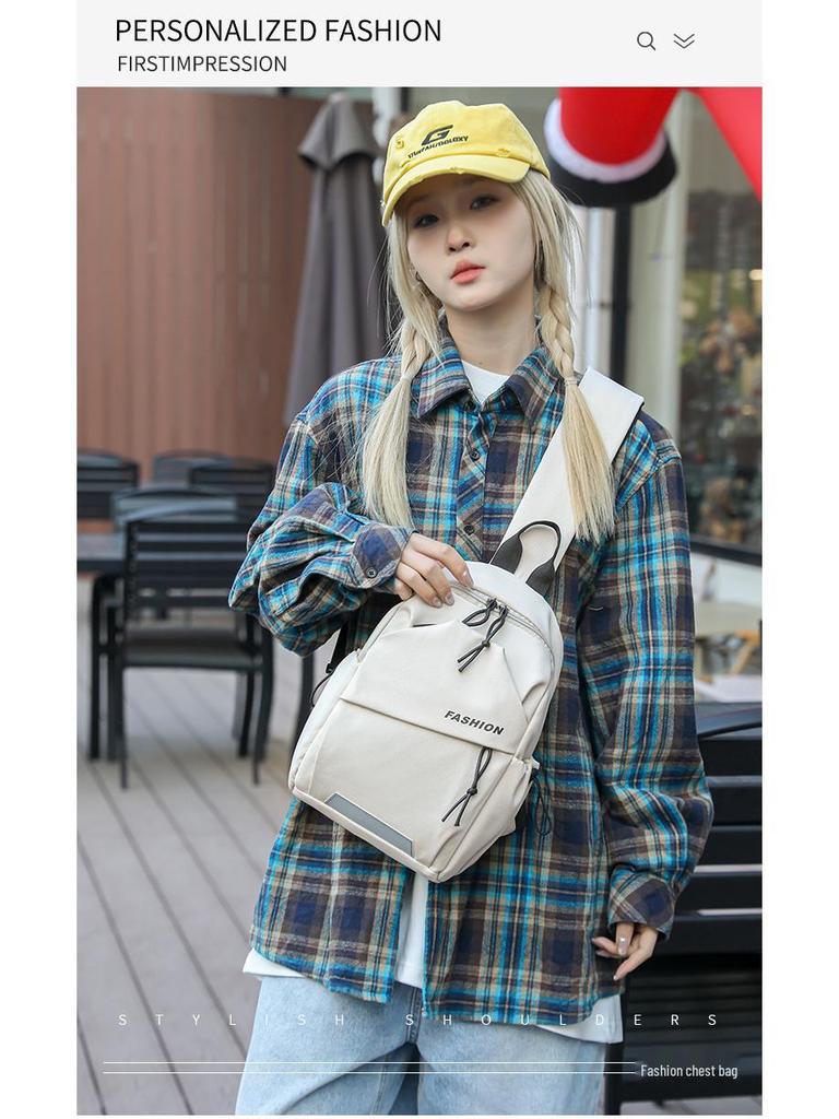 Men's Trendy Japanese Chest Bag: Versatile Crossbody & Shoulder Bag, Fashionable for Students & Sports.