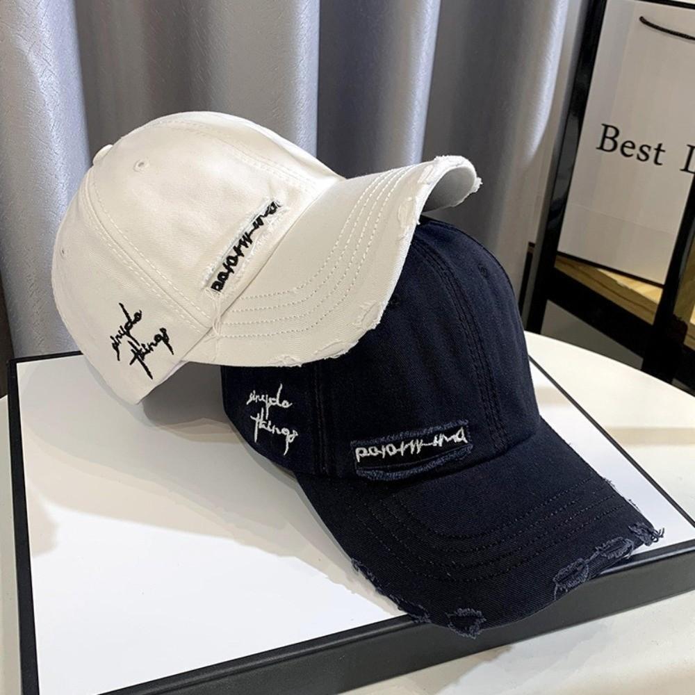 Letter Embroidery Sunscreen Cap Washed Cotton Trend Hat Versatile Embroidery Hat Unisex