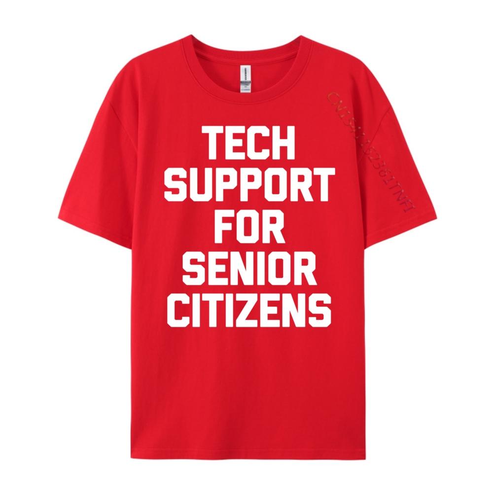 Tech Support For Senior Citizens Funny Saying Computer Geek Grey Shirt Graphic Tee T Shirt Man Chinese Style S