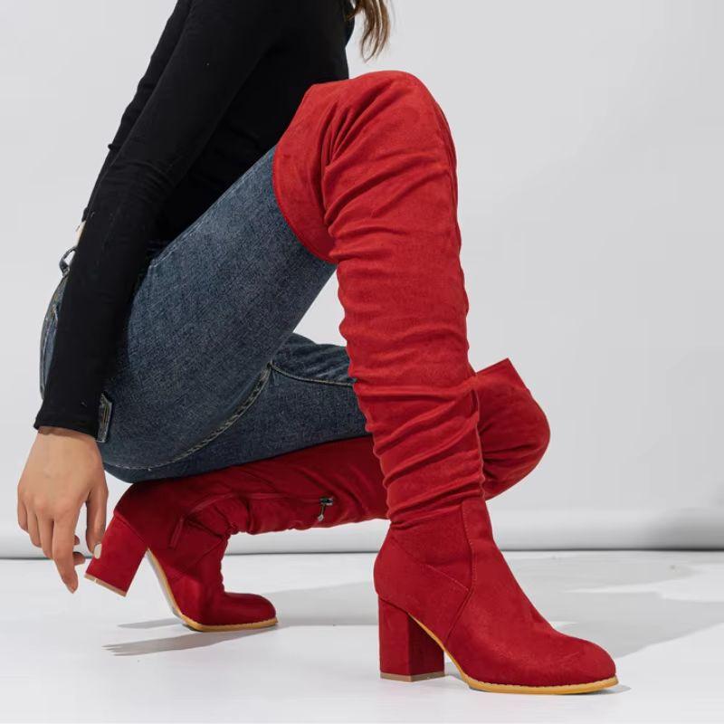 Fashion Sexy Over The Knee High Boots Woman 2025 Winter Genuine Leather Thick High Heels Bota Femme Nightclub Party Boots Botas Feminina
