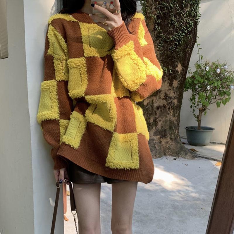 Women's Thickened Loose Pullover Round Neck Knitted Top