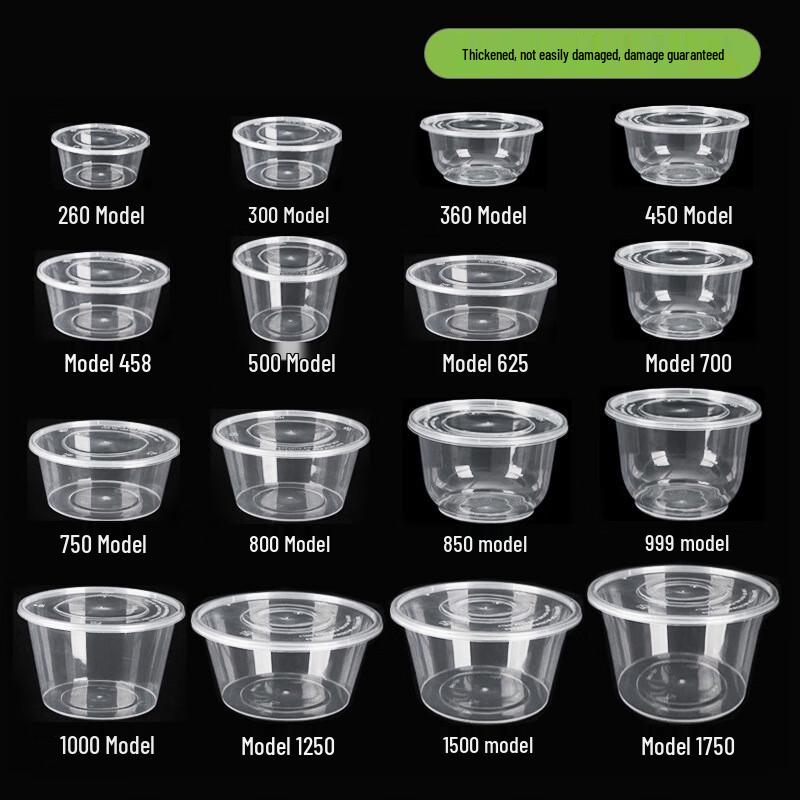 Disposable Transparent Plastic Round Food Containers with Lids