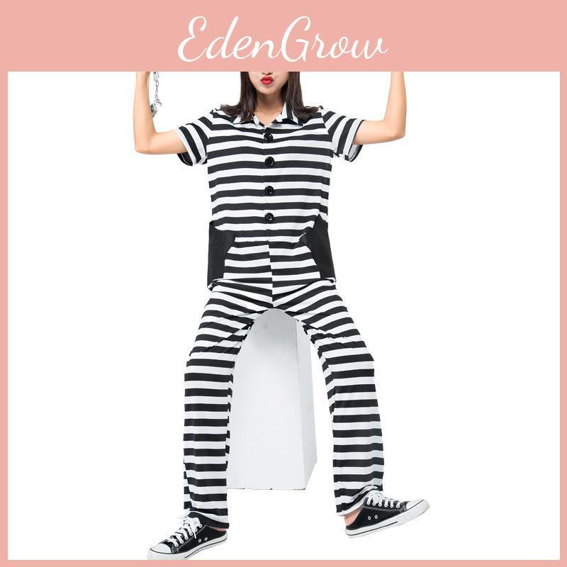 Japanese Anime Striped Prisoner Costume For Cosplay And Stage Performance