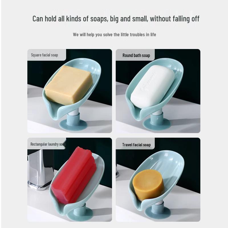 Non-Drip Soap Dish - No-Drill Suction Cup Lotus Leaf Design for Bathroom Vanity