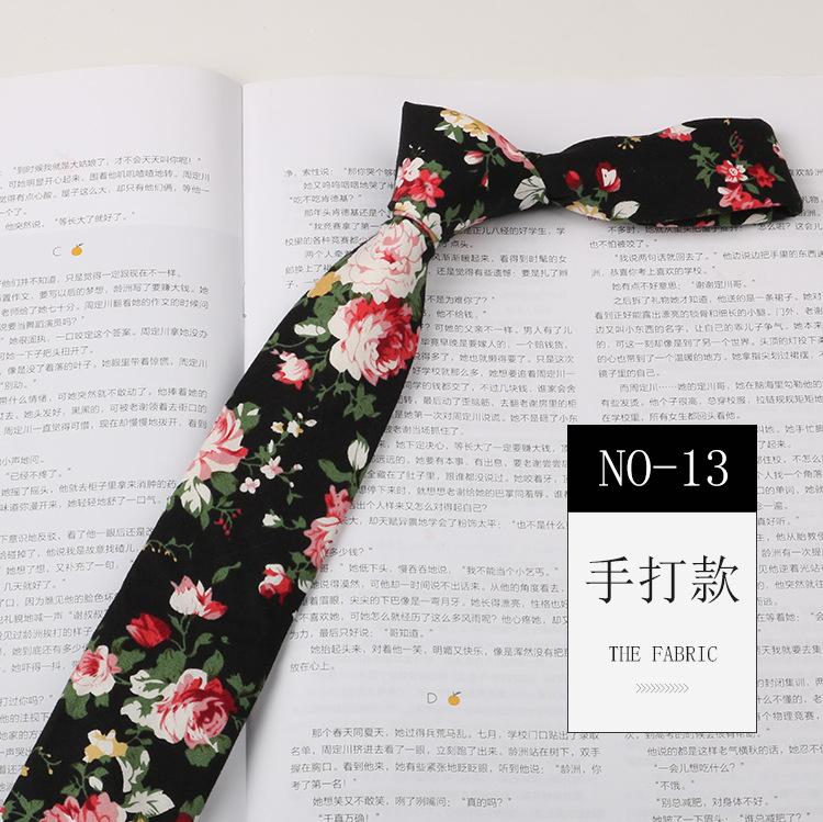 Floral Tie Men'S Patterned Cotton Shirt Macaron Printed Narrow Edition 6Cm Hand Tie Korean Casual Women'S Tie