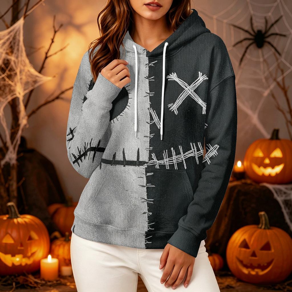 Women's Long Sleeve Halloween Print Hoodie for Festive Fall Outfits