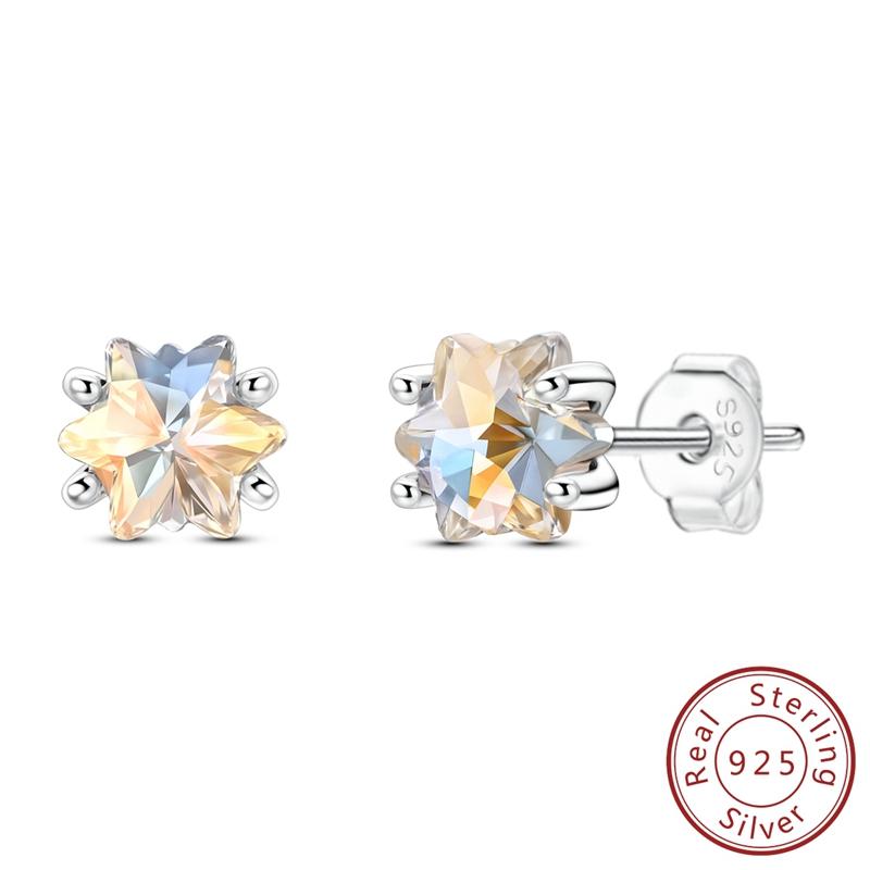 Original 925 Silver Hoop Earrings Butterfly Geometric Star Earrings Stud For Woman Female Girl Fashion Jewelry Girls