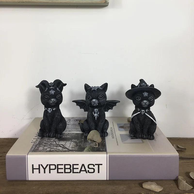 Halloween Dekorationen Magische Katzen Kunstharz Handwerk Skulpturen Fenster Tischdekorationen Rasen Garten Gartendekorationen Feiertagsgeschenk