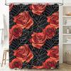 Red Rose Pattern Spider Web Shower Curtain Waterproof Home Decor Bathroom Accessories Set Decoration T7304982561