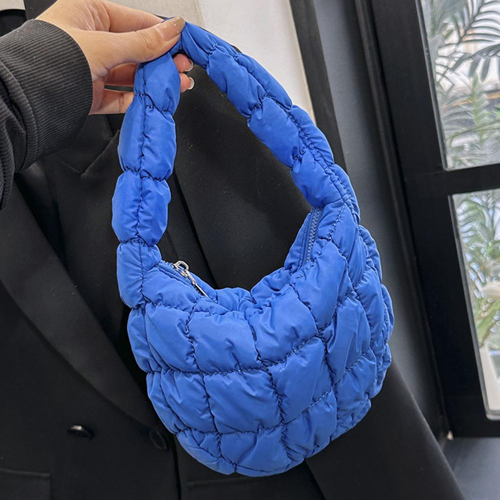 Mini-Plissee-Taschen mit Wolkenmuster für Damen, lässige, gesteppte Handtasche, gepolsterter Griff aus Nylon, luxuriöse, weiche, bauschige Tasche, Designer-Unterarmtasche