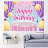 2D Birthday Party Backdrop, Pink & Purple Curtain with Confetti Photography Background