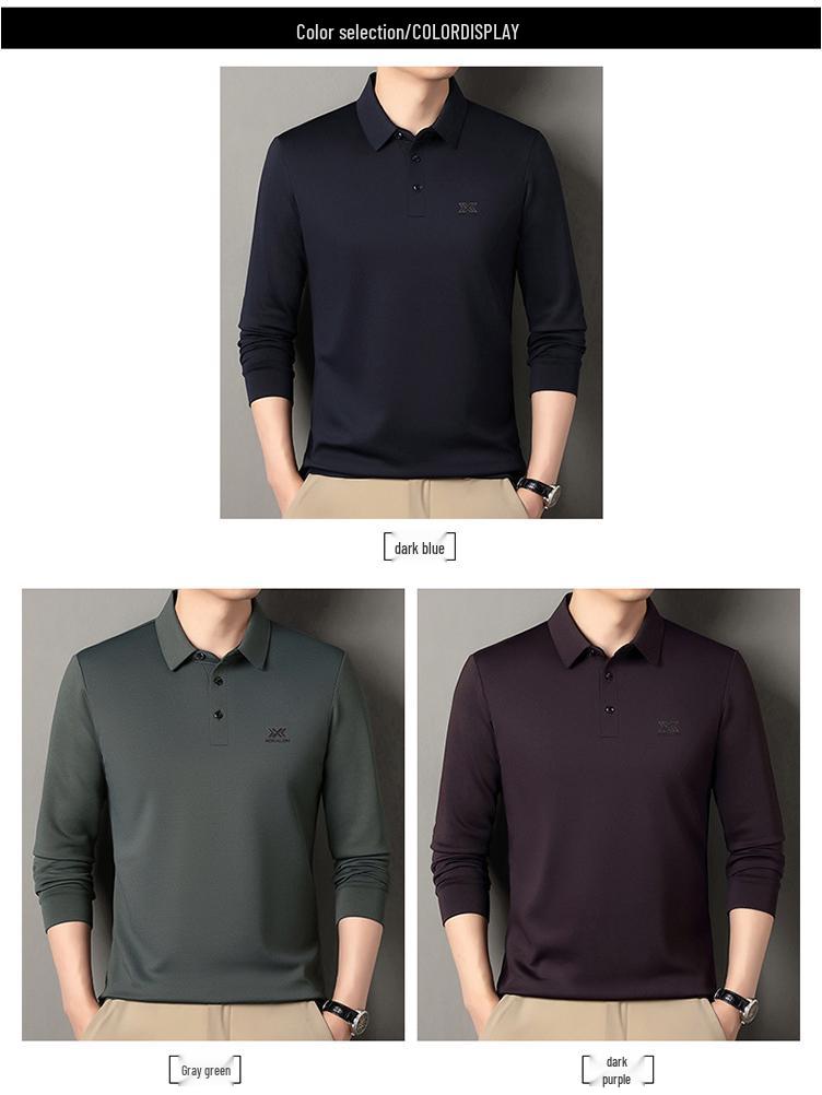 Pánské zimní polo tričko s dlouhým rukávem 2025 s vlněnou a hedvábnou fleecovou podšívkou - High-endová ležérní základní vrstva