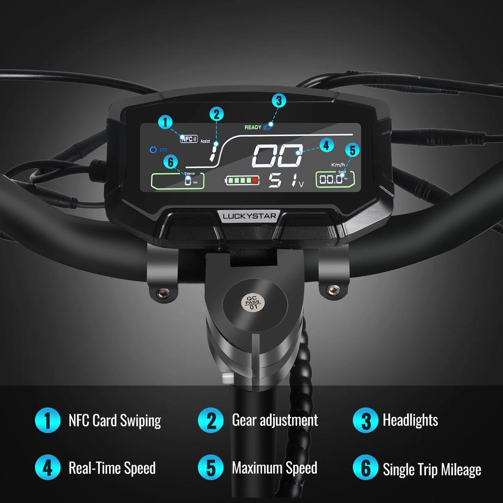6000W Leistungsstarker Elektroroller 60V 38Ah Höchstgeschwindigkeit 85km/h 100km Reichweite 11'' Reifen Doppelte Stoßdämpfung Faltbarer EScooter für Erwachsene