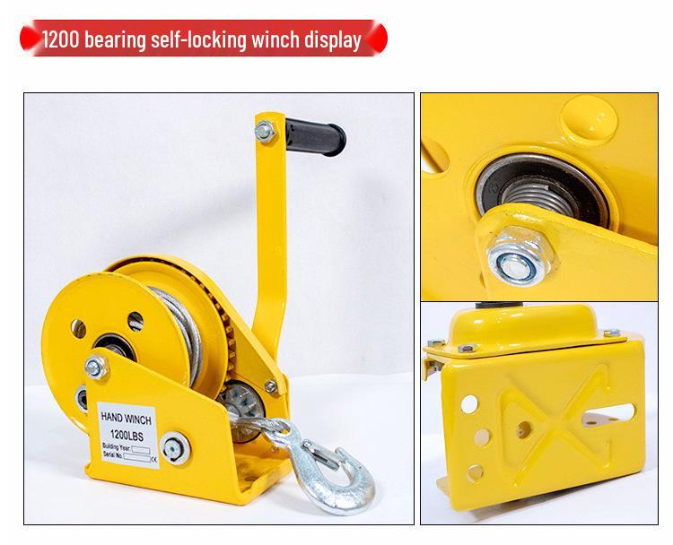 Compact Two-Way Self-Locking Manual Winch Crane