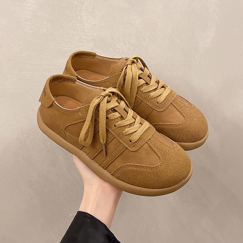 

Повседневные женские кроссовки на шнуровке, плоские туфли из замши и кожи, спортивная обувь для подиума с круглым носком, удобная обувь для любителей ходьбы, женская обувь 40
