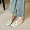 French Round Head Bow Casual Versatile Mary Jane Shoes Cross Strap Ballet Shoes with Skirt Beautiful Flat Shoes