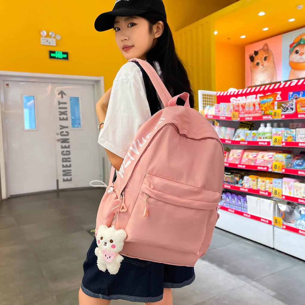 Fashion Letter Mori Simple Backpack Female Large Capacity Junior High School Student School Bag Versatile Youth Campus Backpack