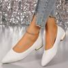 Women's Fashion Coarse Heel Shoes Autumn New Pointed Head Shallow Mouth Rhinobarrhinide Soft Sole Non-slip Low Heel Shoes