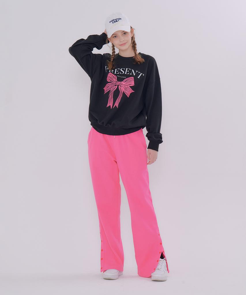 Metapeo Button Detail Elastic Waist Sweatpants Pink