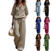 Women's Casual Two Piece Set V Neck Short Sleeve Top and Wide Leg Pants Lounge Outfit Lightweight Comfortable Fabric Stylish Design