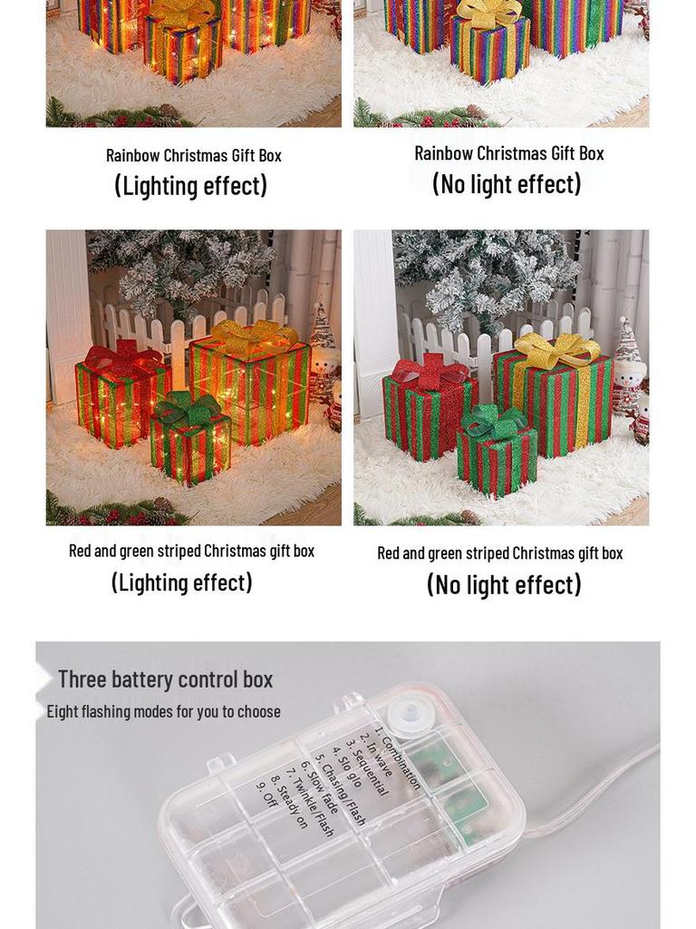 Christmas Gift Box Set: 3-Piece Fairy Light Decorations for Birthday Parties and Ornaments
