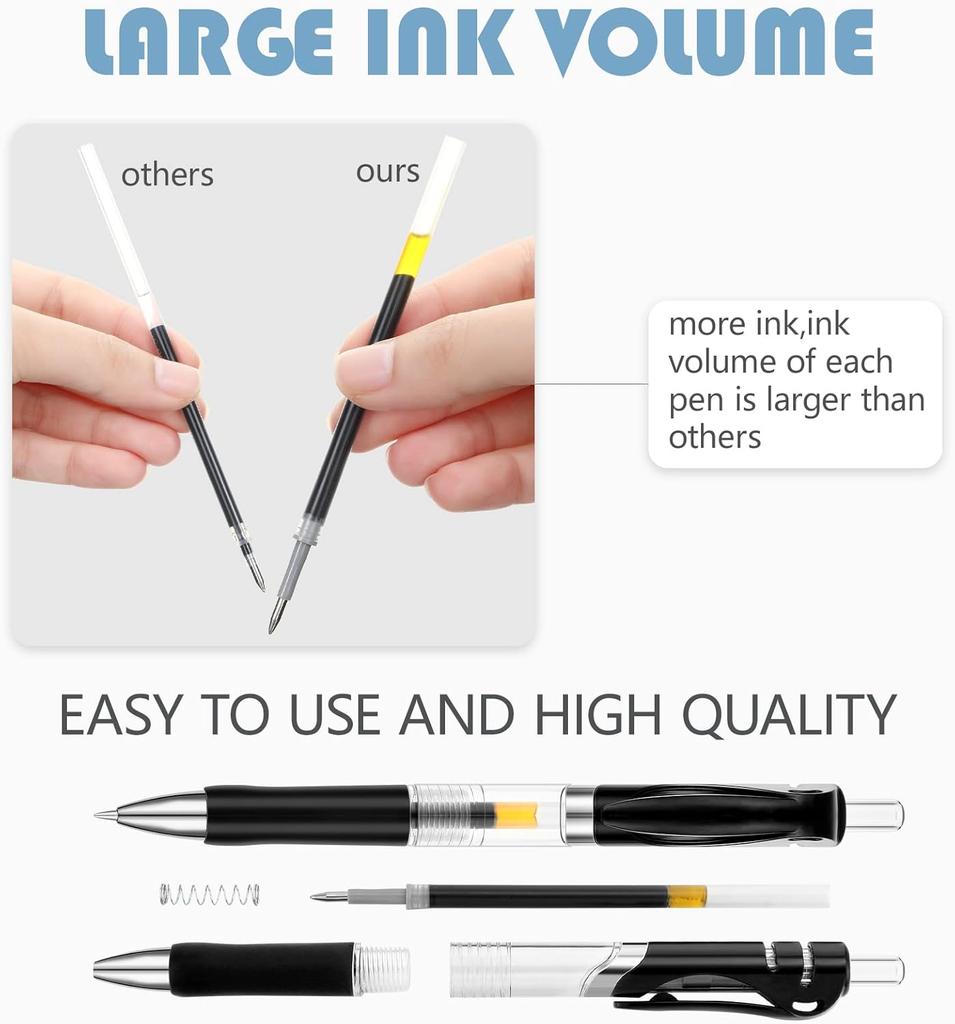 Set of 18 Adorable Gel Pens,Featuring a 0.5Mm Extra-Fine Point,Retractable Plastic Tips, Suitable for School And Office Supplies