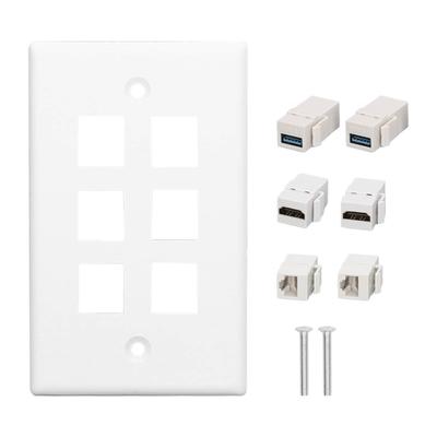 Placa de Parede de 6 Portas 2xInterface Multimédia HD 2xCat6 2xUSB3.0 RJ45 Ethernet Placa de Parede para HDTV