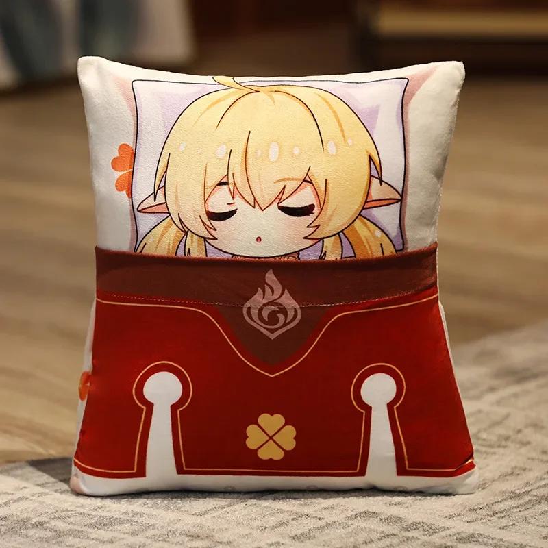 36x27cm Genshin Impact Plush Toy Kawaii throw pillow plush Tiwat Zoo Yae Miko Tartaglia Thoma Ganyu Diluc Plush Pillow Cartoon