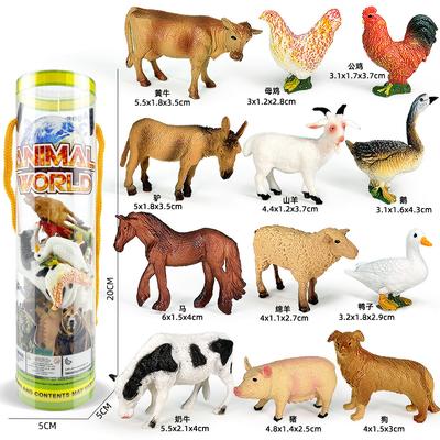 12pcs/set Updated Simulated Solid Poultry Animals Pig Dog Toy Model Realistic Sheep Horse Cow Toys For Children Christmas Gifts