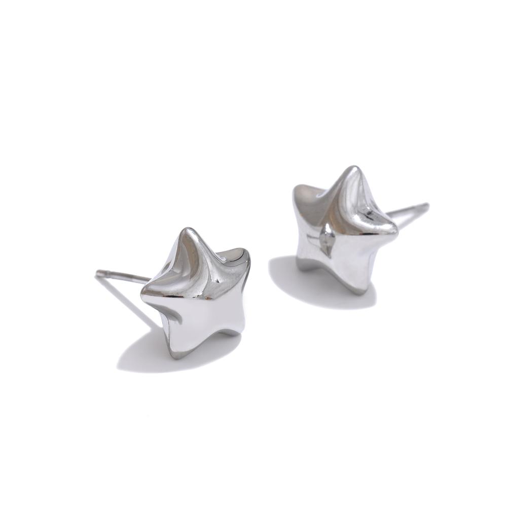 

Yhpup Stainless Steel Metal Star Hollow Thick Small Stud Earrings for Women Versatile Daily Recommend Jewelry Gift PVD Plated