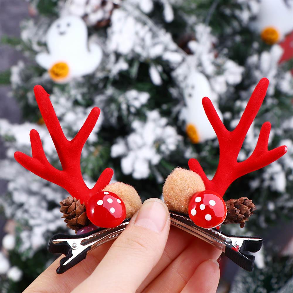 Xmas Ornaments Elk Ear Pine Cone Hairpins Hair Accessories Merry Christmas Decor Antler Hairpin