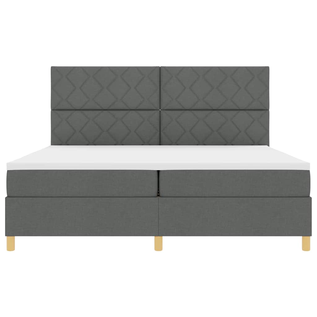 Box Spring Bed with Mattress Dark Grey 200 x 200 cm Fabric