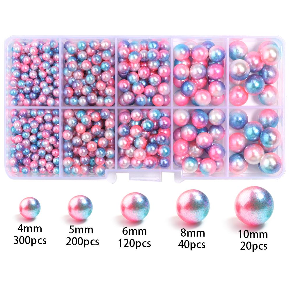 10Grids 4/5/6/8/10mm ABS Imitation Pearl Beads Kit Gradient Color No Hole Round Loose Beads For DIY Jewelry Making Accessories