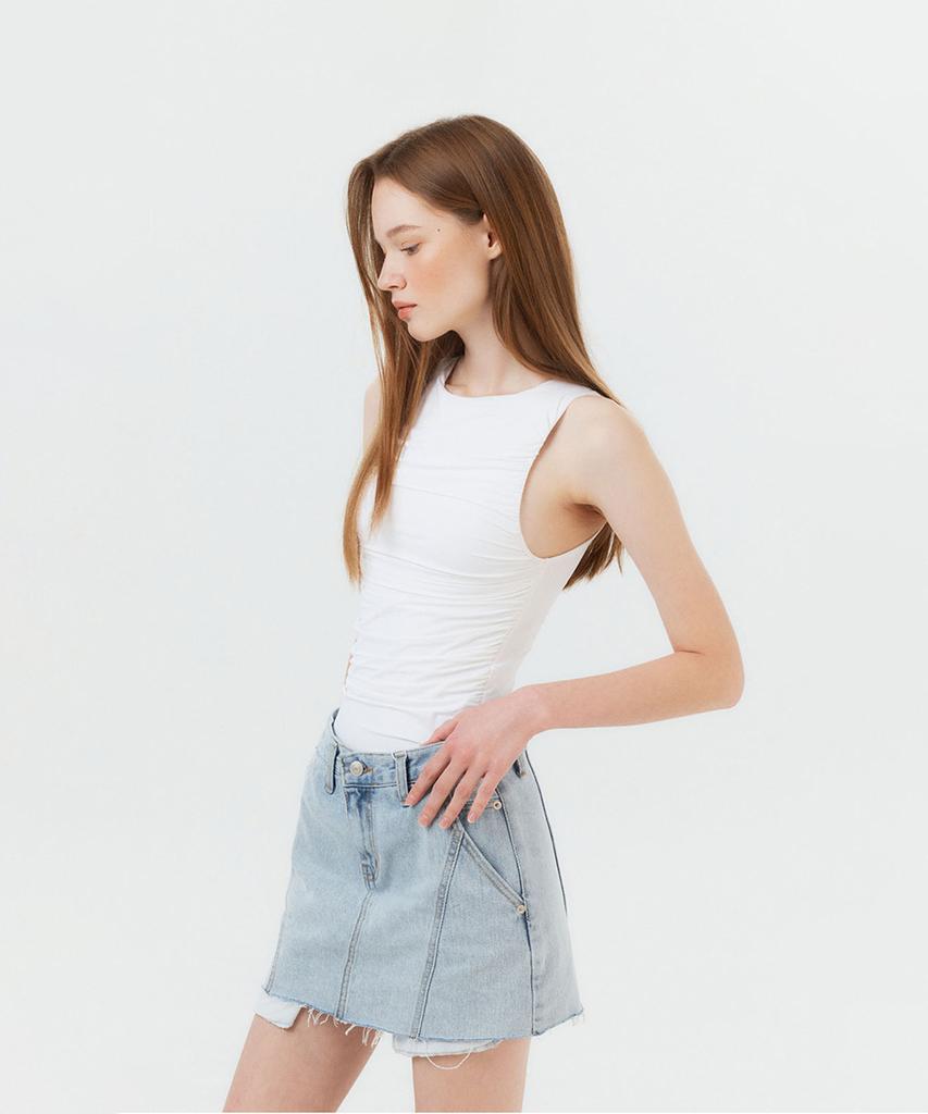 Potipo [W] Denim Short Skirt With Over Pocket Details