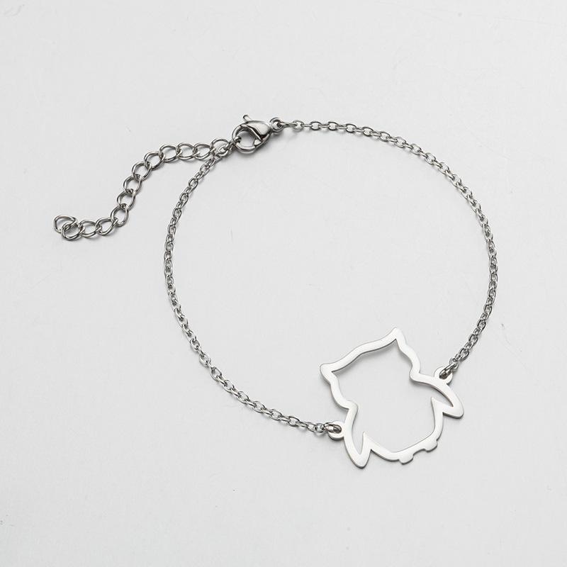 Stainless Steel Owl Pendant Bracelet - European & American Fashion
