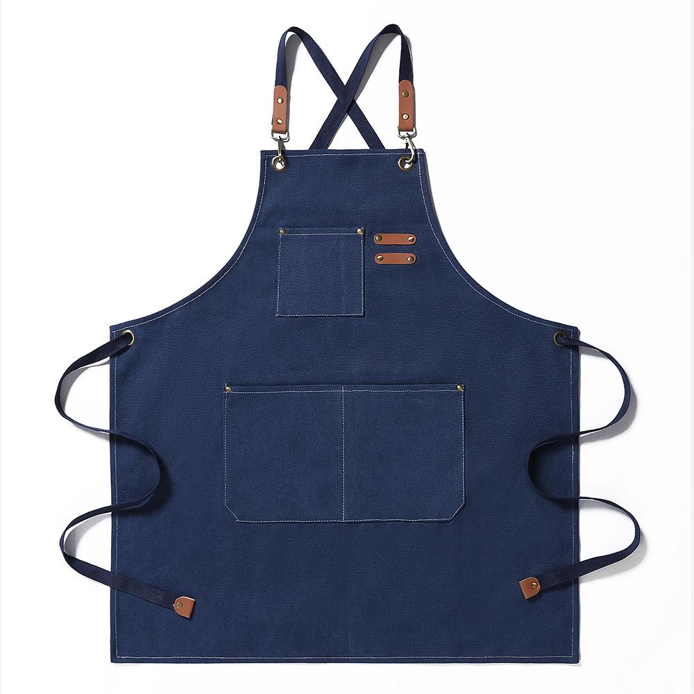 Oil-Proof Cotton Canvas Denim Apron for Kitchen, Coffee Shop, & Gardening