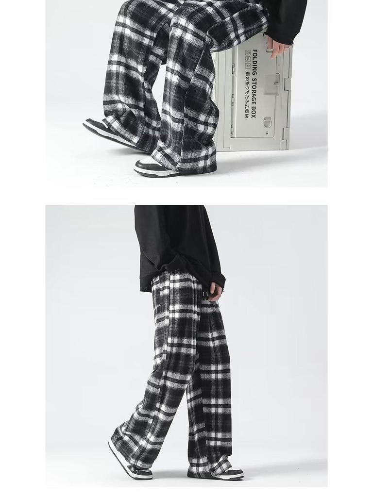 Chlapecké retro kostkované kalhoty s širokými nohavicemi - letní kolekce 2024