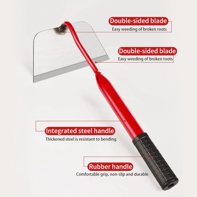 Carbon Steel Garden Hoe, Agricultural Weeding and Soil Loosening Tool, Durable Metal Hoe for Gardening