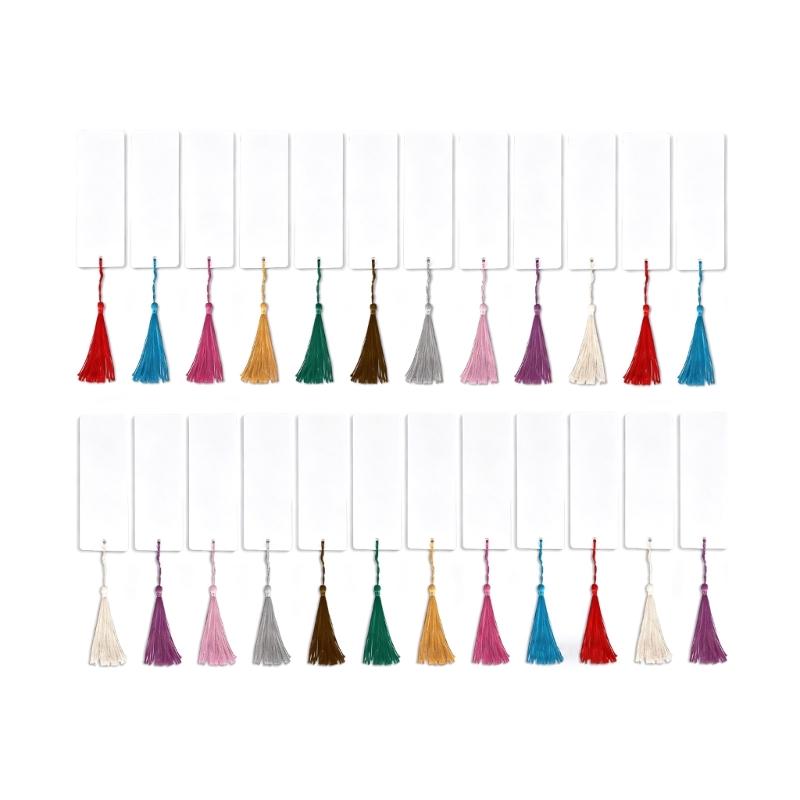

Hanging Label with Colorful Tassels Party Decorations DIY Project Blank Thick Paper Bookmarks Set Rectangle Book Marks