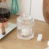 Floral Crystal Glass Relief Flower Candy Dish Swab Box Storage Jar with Lid, 5x3.5 Inches, 8 Oz, 1 Count