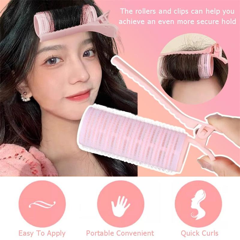 BEPAN 1/3pcs Fluffy Hair Roller Bangs Clips 2 in 1 Bangs Hair Rollers with Clip Portable Bangs Curler Volumizing Root Lifting Clips