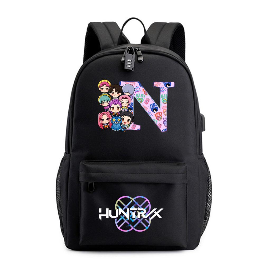 26 English Letter K-Pop Printed Backpack for Teenager Student Girl Boy Bookbag Schoolbag Women Large Capacity Waterproof Travel Bag Kid Gift