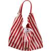 Striped Canvas Bag Women's Summer New Trendy Letter Printing Double-sided Shoulder Bag Student Class Bag