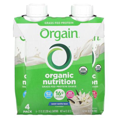 Organic Nutrition, frullato proteico di erba, bacca di vaniglia dolce, 4 confezioni, 11 fl oz (330 ml) ogni